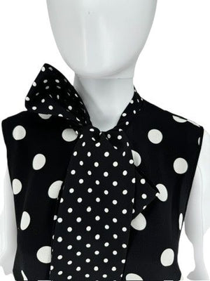 Andrew Gn Black & White Polka Dot Sleeveless Silk Shift Dress - Size 46