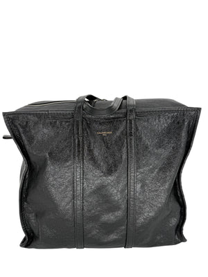 Balenciaga Black Arena Leather Bazar Shopper Tote Bag - XL