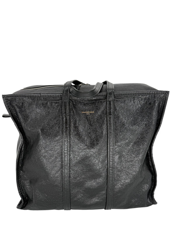 Balenciaga Black Arena Leather Bazar Shopper Tote Bag - XL
