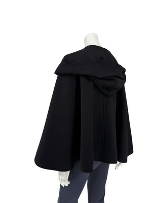 Giorgio Armani Black Wool-Cashmere Hooded Cape – Size IT 46 / US 10