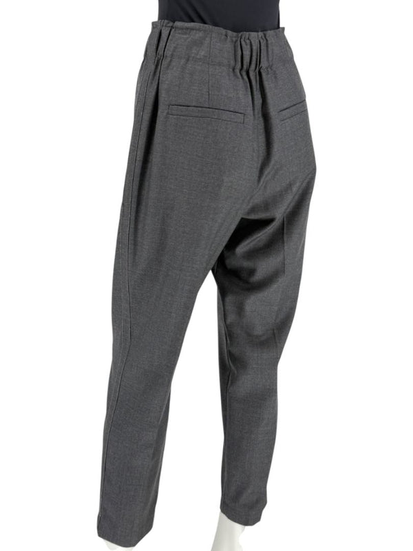 Brunello Cucinelli Monili Trim Charcoal Wool Pleated Tapered Pants - Size IT 42 / US 6