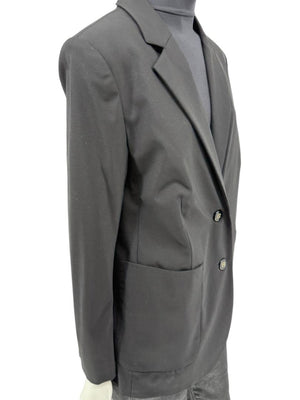Pamella Roland Black Blazer Jacket Women’s Large – Classic 2 Button Wool Blend Career Workwear