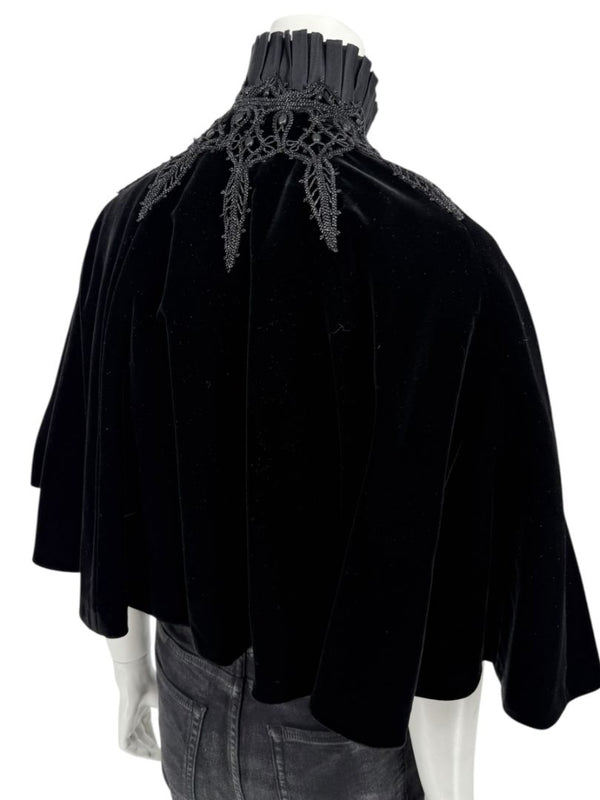Ralph Lauren Black Velvet & Silk-Trim Cape – Size XS/S- NWT