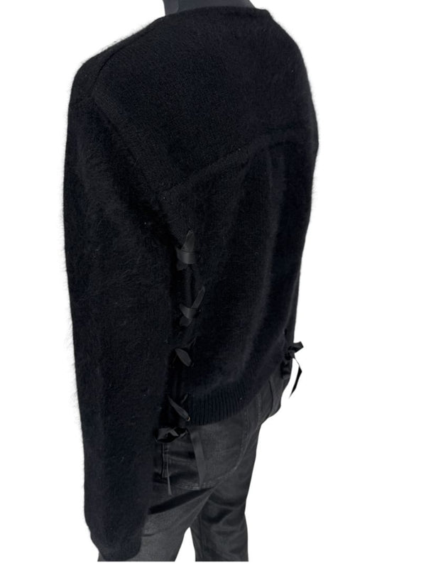 Christian Dior Black Angora-Wool Wrap Sweater – Size 44 (FR) / 12 (US)