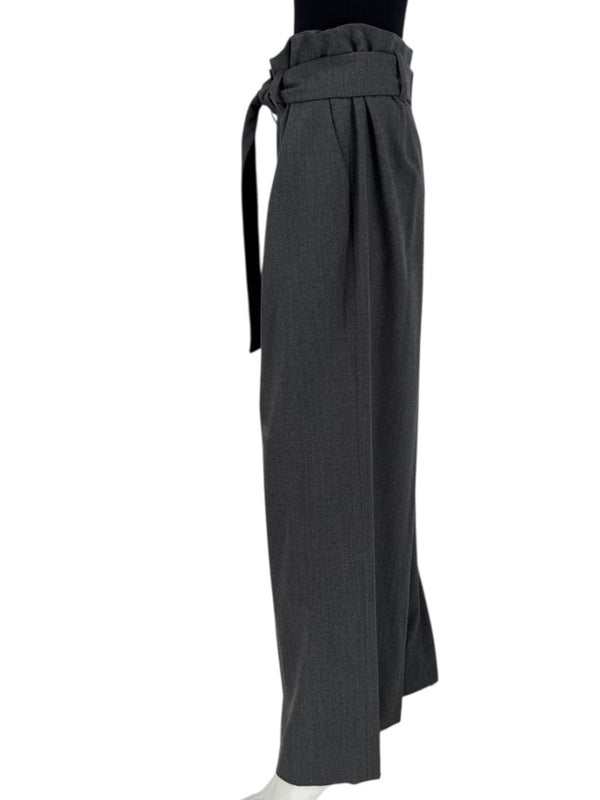 Armani Collezioni Gray High-Waisted Belted Wide-Leg Trousers – Size 10