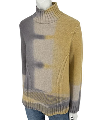 Lafayette 148 New York Wool-Cashmere Ombre Mock Neck Sweater – Size L