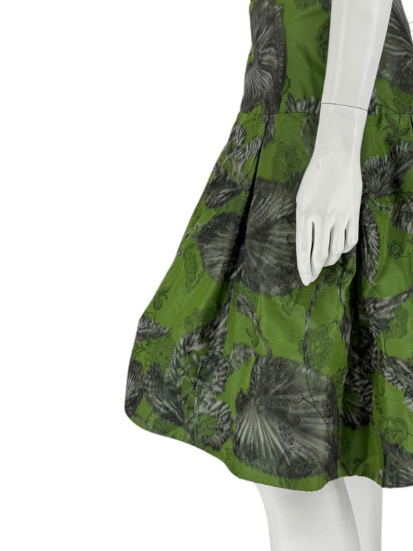 Oscar de la Renta Green Floral Silk Skirt – Fall 2008 - Size 16