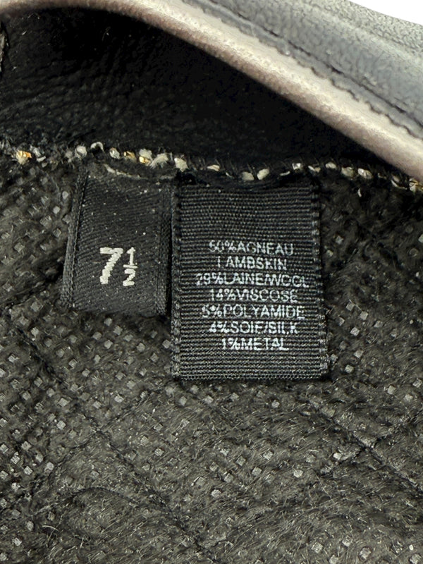 Chanel Black Tweed & Lambskin Fingerless Gloves – Size 7½