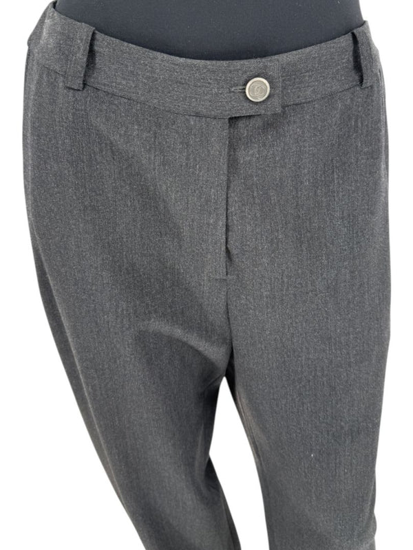Chanel Charcoal Wool-Blend Straight-Leg Trousers – Size 42
