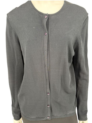 Oscar Navy Rayon-Nylon Knit Cardigan – Size L
