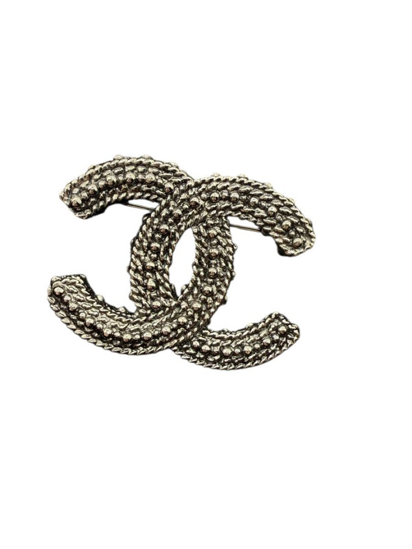 Chanel Gunmetal Rope & Studded CC Brooch – Fall 2011 Stamped