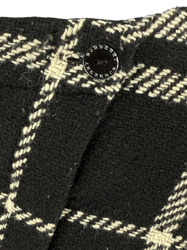 Burberry Women’s Black & White Plaid Wool Skirt – Size XS/S