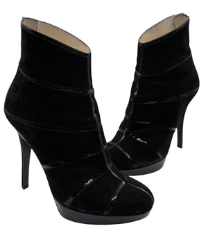 Christian Dior Black Suede & Patent Leather Platform Booties – Size 37