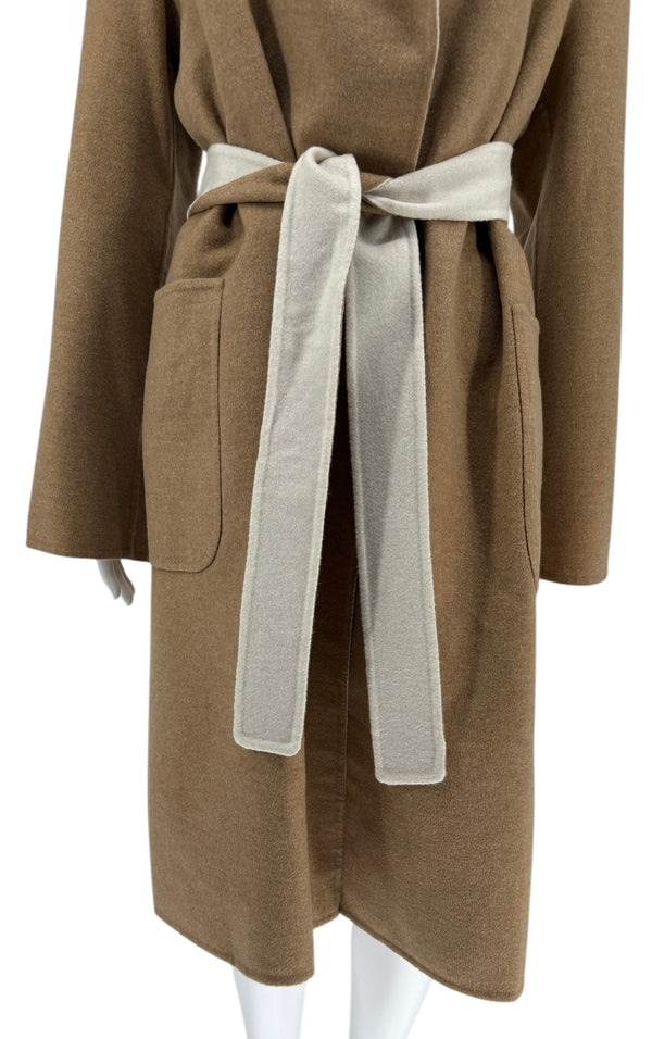 Kiton Brown & Ivory Reversible Cashemere Coat - NWT - Size 10