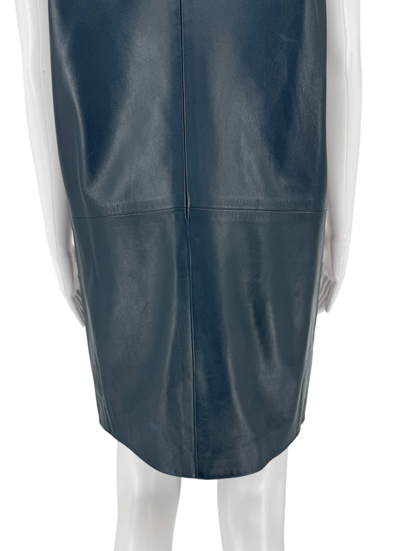 Lanvin Blue Leather Mini Dress - Size 38