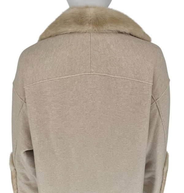 Agona Beige Cashmere Coat with Mink Fur Trim – Size S