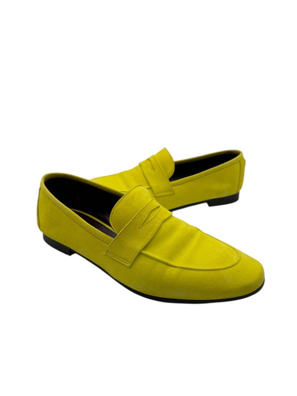 Bougeotte Penny Loafers in Neon Yellow Suede – Size 40.5