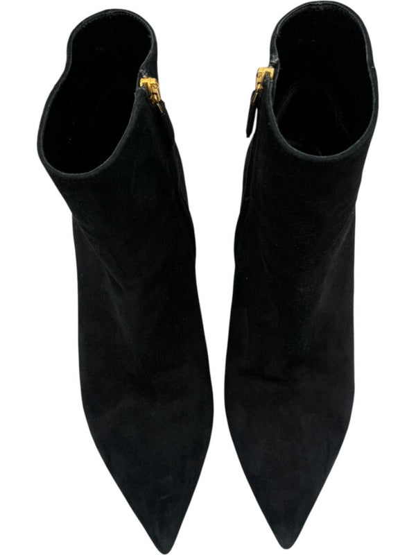 Prada Black Suede Pointed-Toe Booties – Size 39