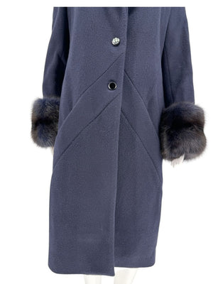 Pamella Roland Navy Coat Fox Fur Cuffs – Size L