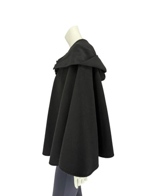 Giorgio Armani Black Wool-Cashmere Hooded Cape – Size IT 46 / US 10