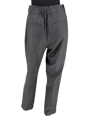 Brunello Cucinelli Monili Trim Charcoal Wool Pleated Tapered Pants - Size IT 42 / US 6
