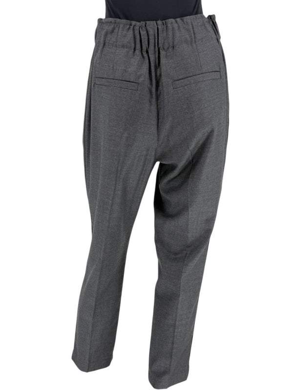 Brunello Cucinelli Monili Trim Charcoal Wool Pleated Tapered Pants - Size IT 42 / US 6