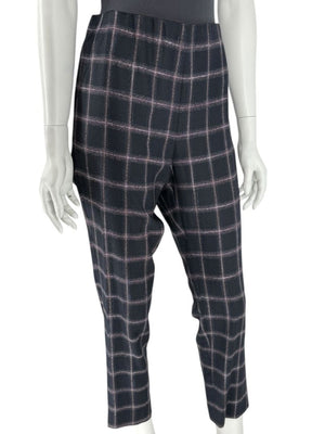 Pamella Roland Black & Gray Windowpane Plaid Pantsuit – Large