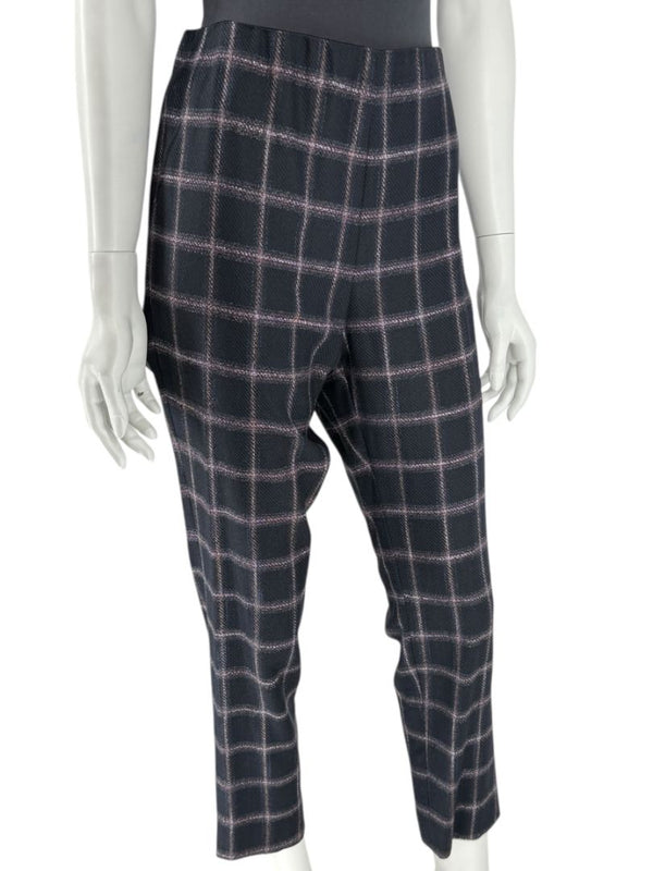 Pamella Roland Black & Gray Windowpane Plaid Pantsuit – Large