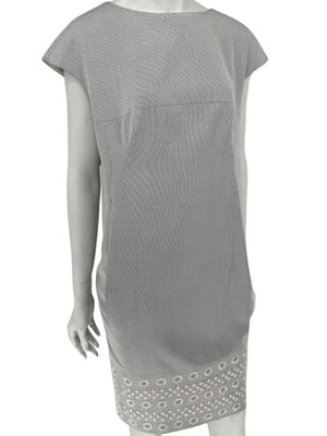 Pamella Roland Grey Beaded Sheath Dress – Large