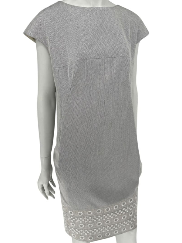 Pamella Roland Grey Beaded Sheath Dress – Large