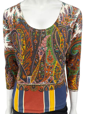 Etro Milano Multicolor Paisley Silk Knit Top – Size 46 (IT)
