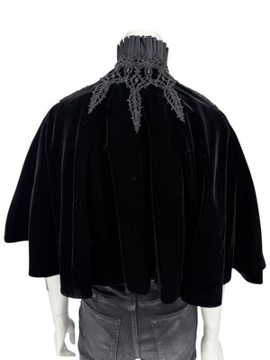 Ralph Lauren Black Velvet & Silk-Trim Cape – Size XS/S- NWT