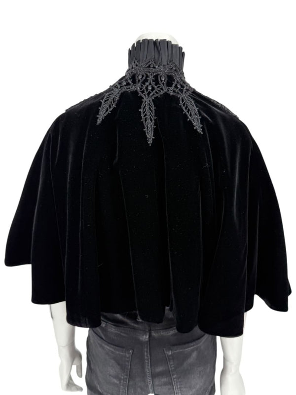 Ralph Lauren Black Velvet & Silk-Trim Cape – Size XS/S- NWT