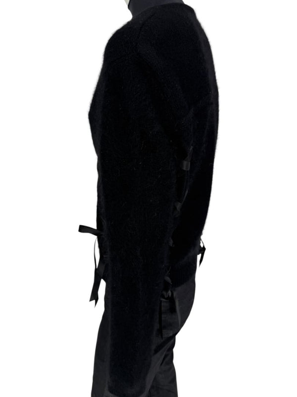 Christian Dior Black Angora-Wool Wrap Sweater – Size 44 (FR) / 12 (US)