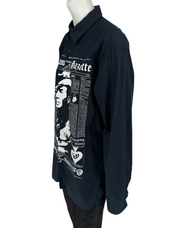 John Galliano Gazette Oversized Graphic Cotton Shirt – Size 54 (Men's)