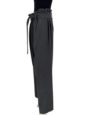 Armani Collezioni Gray High-Waisted Belted Wide-Leg Trousers – Size 10