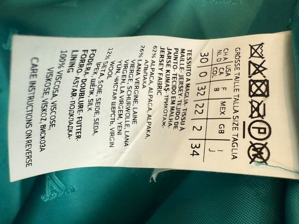 Max Mara “Adenia” Turquoise Double-Breasted Coat – Sfilata Collection – Size 0