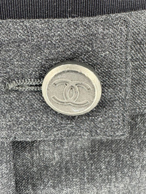 Chanel Charcoal Wool-Blend Straight-Leg Trousers – Size 42