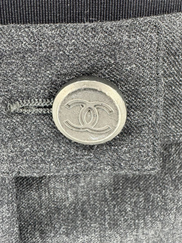 Chanel Charcoal Wool-Blend Straight-Leg Trousers – Size 42