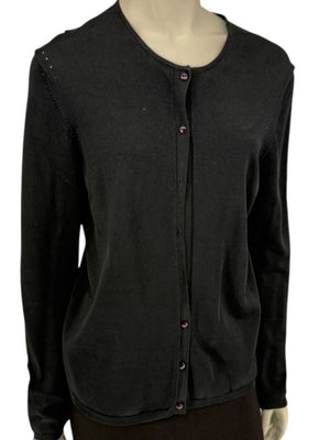 Oscar Navy Rayon-Nylon Knit Cardigan – Size L