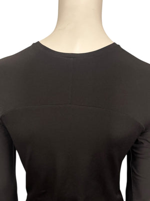 Lida Baday Black Sheer Mesh Embroidered Long Sleeve Top – Size XS