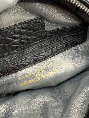 Darby Scott x Dennis Basso Black Faux Fur & Embossed Leather Satchel – Very Good Preowned Condition