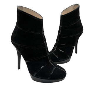 Christian Dior Black Suede & Patent Leather Platform Booties – Size 37