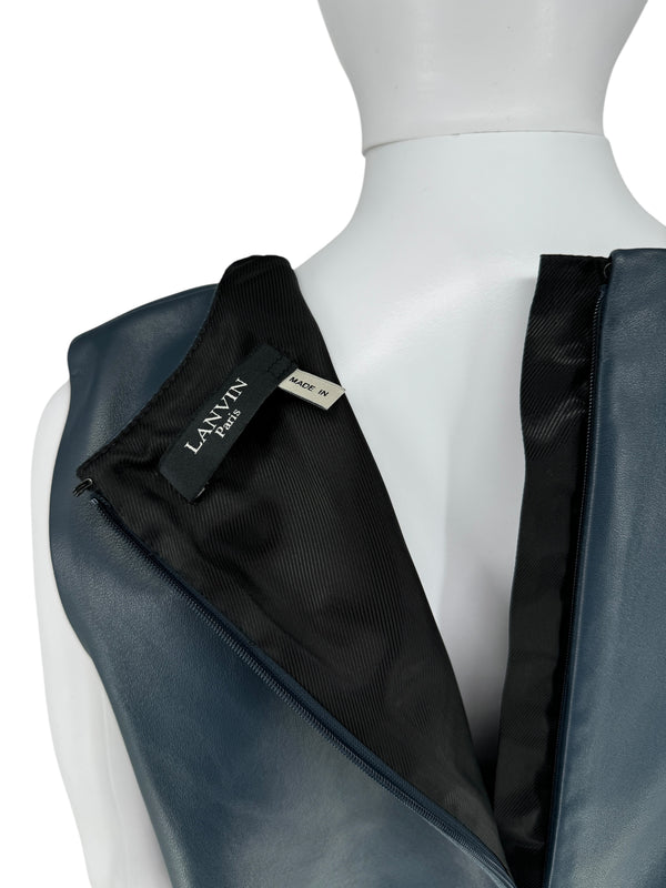 Lanvin Blue Leather Mini Dress - Size 38