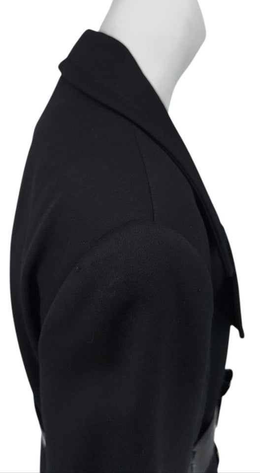 Armani Collezioni Black Wool Belted Coat – Size 10 (Good Condition)