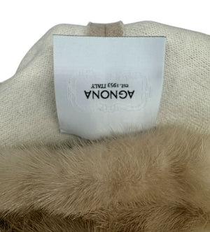Agona Beige Cashmere Coat with Mink Fur Trim – Size S