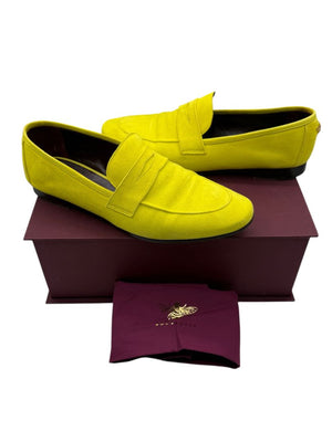 Bougeotte Penny Loafers in Neon Yellow Suede – Size 40.5