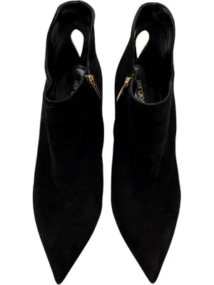 Sergio Rossi Black Suede Sculptural Heel Booties – Size 39.5