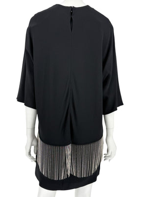 Stella McCartney Black Crystal Fringe Tunic Dress – Size IT 44
