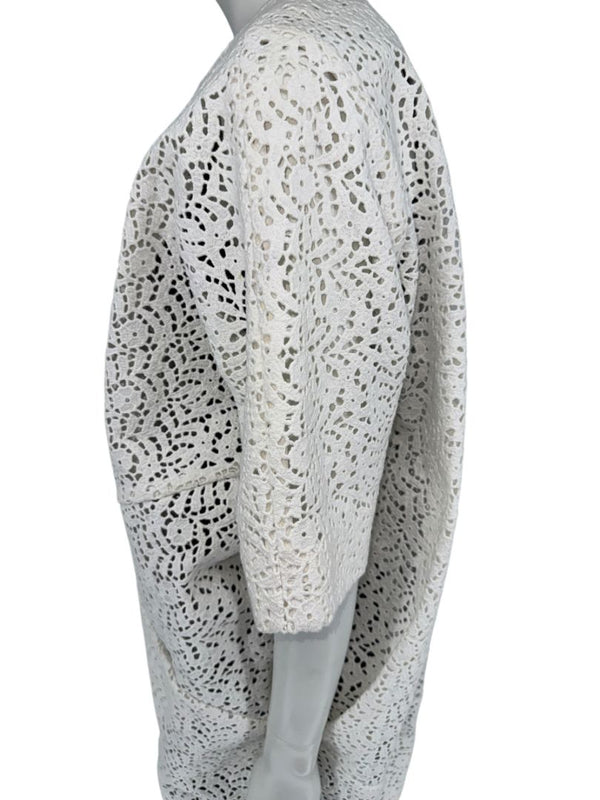 Maria Cornejo White Cotton Eyelet Cocoon Coat – Size 6